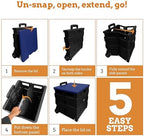 Inspired Living Collapsible Ultra-Slim Pack-N-Roll,2 Wheel Utility Cart w/Lid Used as Seat up to 250 Lbs, Telescopic Handle - Super Strong, for Home, Garden, Shopping, Office, School use, Large, Blue - Image 6