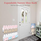 3 Pack Wall Mounted Shoe Rack for Narrow Spaces, Hanging Shoe Rack Holds 24 Pairs, 17"-30"Adjustable Heavy Duty Wall Shoe Storage with 6 Storage Hooks, Space Saving for Closet Entryway Door, White - Image 3