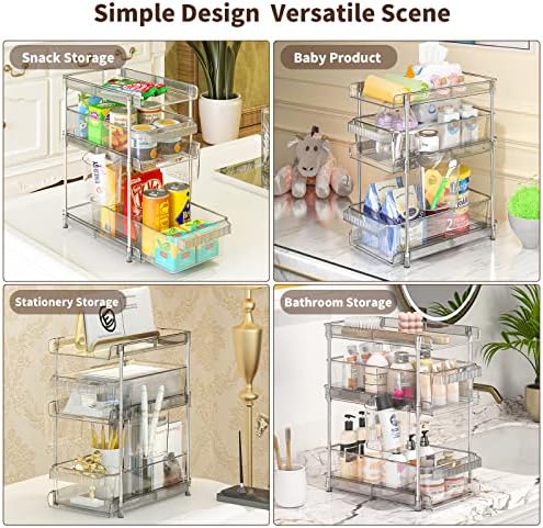 WAKISA 2Pcs Pull Out Organizer and Storage with Cups and Removable Dividers - Image 6