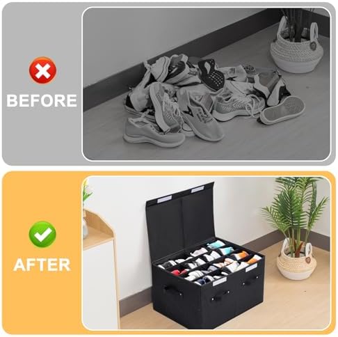 Shoe Organizer for Closet, Shoe Storage Box with Adjustable Dividers - Image 3