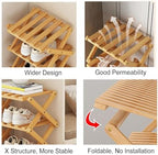 YYW Shoe Rack, Foldable Bamboo Shoes Shelf, Freestanding Shoe Storage Organiser for Entryway, Hallway, Bedroom, Closet (Brown, 8 Layers) - Image 5