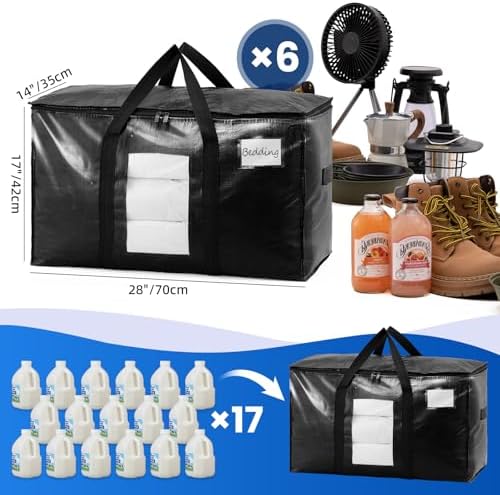 TAILI 6 Pack Black Extra Large Moving Bags,Storage Bag with Visible Window - Image 6