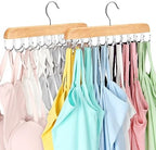 Bra Hanger for Closet, Tank Top Organizer 20 Hooks Capacity Foldable Wood Space Saving Hanger Closet Organizers and Storage for Dorm & Apartment for Tank Top, Hats etc.-2 Pack by RESOVO