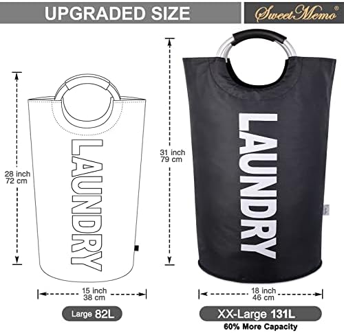Extra Large Laundry Basket, Big Laundry Hamper Bag with Handles, 130L Black - Image 5