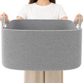 65L Large Laundry Basket with Handles, Woven Blanket Basket, Grey by HZFTJOY