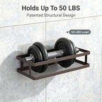 PUSDON 2-Pack Minimalist Shower Caddy Wall Mount, Open Frame Bathroom Shelf Organizer with Mesh Base, Rustproof Floating Spice Rack for Kitchen, Holds 50 LBS, 4 Hooks - Vintage Bronze, Guardrail - Image 5