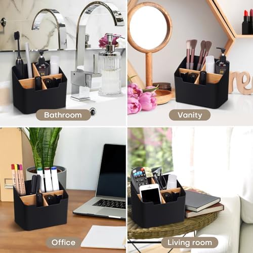 Ayswupt Toothbrush Holders for Bathrooms,Electric Toothbrush and Toothpaste Holder with Divider for Bathroom Countertop Organizer,Toothbrush Caddy for Kids Family Counter Vanity Storage Black - Image 5