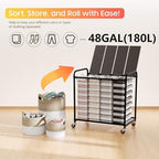 Laundry Sorter 4 Sections 48 Gal, Rolling Laundry Basket with Wheels ＆ Lid - Image 6