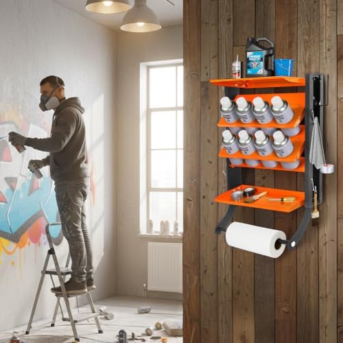Sidasu 8 Can Spray Can Holder Rack, Wall-Mount Paint Can Organizer - Image 2