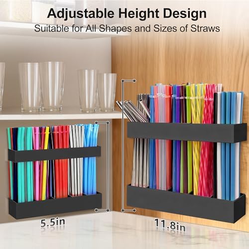 9.5” Large Acrylic Straw Holder for Cabinet Door, Adjustable Two-Part - Image 2