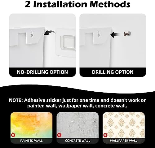 YOHOM Adhesive File Holder Plastic Document Folder Door No Drilling Mount Mail Magazine Organizer A4 Filing Envelopes Folder, Office Wall Mount Single Pocket (WHITE, 2 PCS) - Image 7