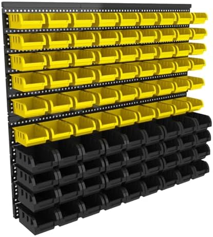 Wall Mounted Storage Bins - Plastic Adjustable Compartment Organizer for Screws, Nuts, Bolts & Tools | Heavy-Duty Home & Garage Organization | Closet, Bedroom, Workshop Wall Storage Rack, 90PCS by Unknown
