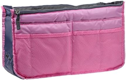 Vercord Purse Organizer Insert for Handbags Bag Organizers Inside Tote Pocketbook Women Nurse Nylon 13 Pockets Pink Large - Image 2