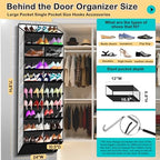 Kotkn 10-Tier Over the Door Shoe Organizer, 20 Pockets Holds 20-30 Pairs, Heavy-Duty Oxford Fabric with Hexagon Mesh for Boots & Sneakers-White - Image 2