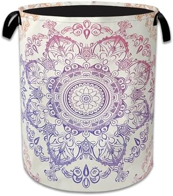 Groovy Mandala Laundry Basket Collapsible Laundry Hamper with Handle, Oxford Clothes Storage Bin for Bathroom Bedroom Room Decor, Gift Basket 16" X 20.8" by NSMNSM