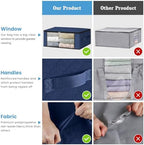 HomeHacks 6-Pack Clothes Organizer Storage Bags, 35L Storage Bins, Blue | Foldable Storage Box Container with Zippers, Clear Window, Reinforced Handles for Closet, Dorm, Pillows, Bedding, Sweater - Image 5