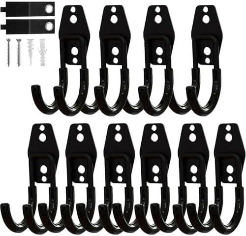 10 Pack Garage Hooks Heavy Duty with Anti-Slip Coating, Steel Utility Ladder Hooks for Hanging Garden Tools, Hoses, Ropes, Bikes and More (2.8in) by TEBGEAG