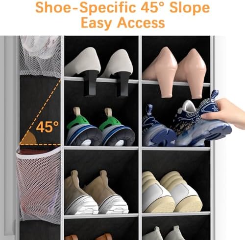 Yecaye 16-24 Pairs Over the Door Shoe Organizer, Large Capacity Hanging Shoe Rack for Door Hanger with Deep Pockets, 8 Tier Shoe Holder for Sneakers Boots Heels College Dorm Essentials, Black - Image 2