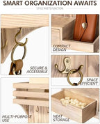 Rebee Vision Key Holder Wall Mount with Drawer for Entryway, Natural Wood - Image 5