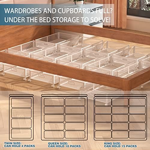 Under Bed Storage Containers, Under Bed Shoe Storage With Wheels, Foldable Bedroom Storage Organization with Handles, Under Bed Storage Bins Drawer For Clothes, Blankets And Shoes, Bedding - Image 4