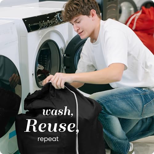 Nylon XL Laundry Bag, Large Capacity with Locking Drawstring, Machine Washable, Fits Laundry Baskets or Hampers, Holds 2 Loads of Clothes (Black, 30" x 40") - Image 5