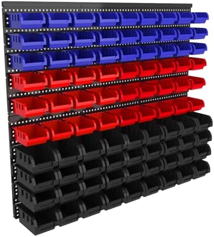 90PCS Heavy-Duty Wall Mounted Storage Bins - Plastic Adjustable Compartment Organizer for Nuts, Bolts, Screws & DIY Tools | Garage, Workshop Wall Rack by Unknown