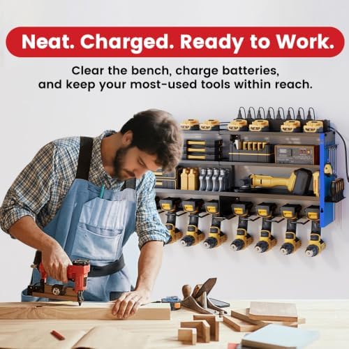 Power Tool Organizer Wall Mount with Power Strip, 4 Layers - Image 6