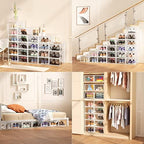 12 Pack Large Stackable Clear Plastic Shoe Storage Boxes Organizer, White - Image 6