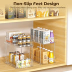 Incostar 2 Tier Pull-Out Organizer for Bathroom Kitchen, Under Sink Storage with Dividers, Ideal for Cabinet, Cupboard Organization, Slide-Out Clear Storage, 2 Pack - Image 5