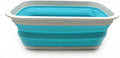 SAMMART 9.2L (2.37Gallon) Collapsible Tub - Portable Outdoor Picnic Basket/Crater - Foldable Shopping Bag - Space Saving Storage Container (M, Grey/Bright Blue) by SAMMART