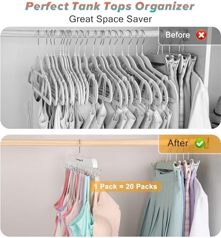 Gomyrod Tank Top Hanger, 2 Pack w/40 Hooks Bra Hanger for Closet Organizer | Premium Wood Space Saving Hanger, 360°Rotating Closet Organizers and Storage, Multi Hook Hanger for Dorm & Apartment, White - Image 3