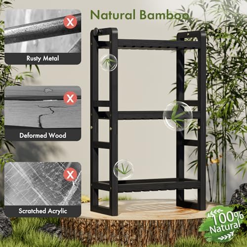 AmazerBath Bamboo Over The Toilet Storage Shelf - 3-Tier Bathroom Organizers and Storage Shelves, 2 in 1 Dual Stable Above Over Toilet Bamboo Shelf Home Storages Rack for Small Bathroom, Black - Image 3