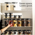 KIVY Airtight glass jars with transparent Glass Lid - 2x 60oz - Stackable - Image 3