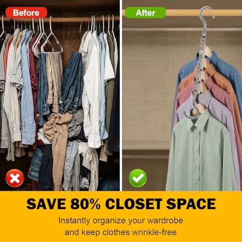 Closet Organizers and Storage, 8 Pack Stronger Space Saving Hangers for 40 Clothes, College Dorm Room Essentials for Guys Girls, Clothes Hanger with 5 Holes, Closet Storage, Magic Home Organization | College Dorm Room Essentials for Guys Girls, Clothes... - Image 2