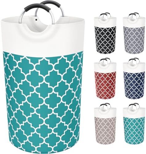 Large Laundry Basket, 82L Tall Collapsible Hamper with Handles, Green by Fabspace