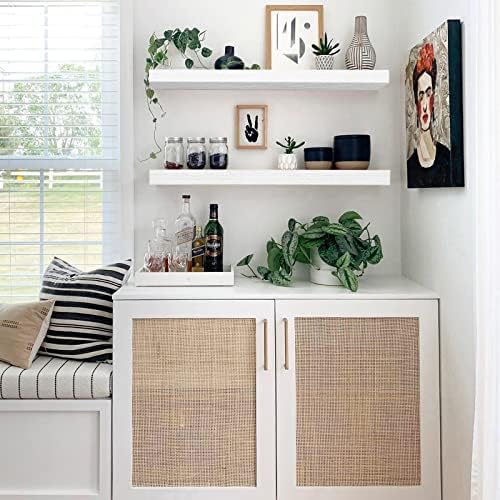 QEEIG Floating Shelves for Wall 35.4" Long - Wall Mounted Shelf Bathroom Kitchen Living Room Bedroom Farmhouse Home Decor Display Bookshelf Large 35.4 x 9.3 inch Set of 2, White (008-90W) - Image 2