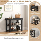 Sweetcrispy 3-Tier Shoe Rack Bench for Entryway, 19 Inches, Black - Image 4