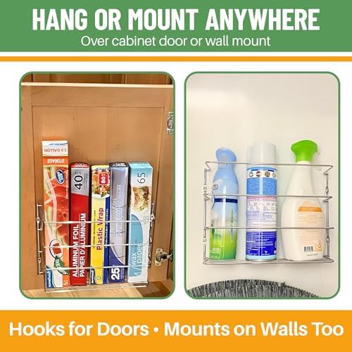 Evelots Kitchen Wrap & Food Bag Organizer Wall/Cabinet Mount, 4-Pack, White - Image 3