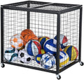 VEVOR Rolling Sports Ball Storage Cart, Lockable Basketball Cage with Double Lids, Sport Equipment Holder Organizer for Indoor Outdoor, Steel Storage Rack for Garages, Playgroup, Gym and Schools by VEVOR