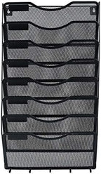 EasyPAG 8 Pocket Mesh Wall File Organizer with Key Hooks, Hanging Paper Folder Holder with Classify Label, Vertical Wall Mount Mail Organizer for Office Home Classroom, Black - Image 3