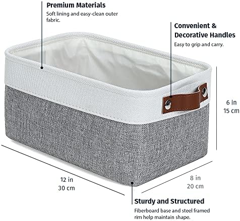 OrganiHaus 12x8in Canvas Storage Baskets, 3 Pack - Fabric Bins for Shelves - Image 2