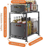 Under Sink Organizer, 2-Tier Multi-Use Kitchen and Bathroom Organizers and Storage, Slide Out Thickened Metal Under The Sink Organizer for Kitchen Bathroom Pantry (Style A Black, 2 Pack) - Image 4