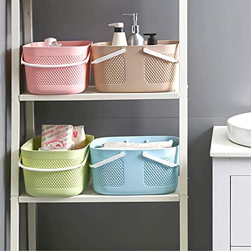 rejomiik Portable Plastic Shower Caddy Basket Organizer with Handles, Pink - Image 6