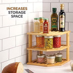 Bambüsi Kitchen Cabinet Organizer 3-Tier Corner Shelf Storage Rack, Bamboo - Image 5