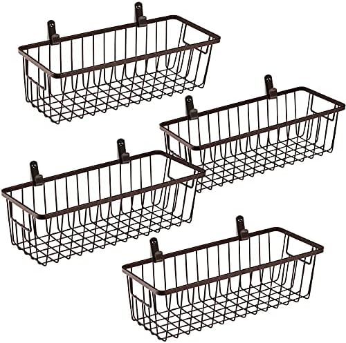 SheeChung Metal Wire Basket with Handle, Wall Hanging Basket, Small 4 Pack by SheeChung