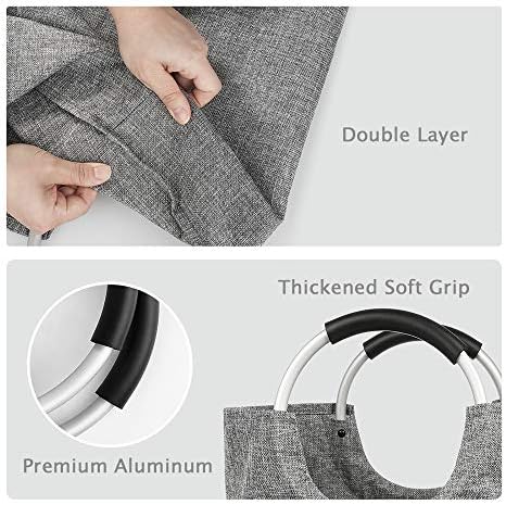 Large Laundry Basket, Laundry Hamper Bag with Handles, 90L Heather Grey - Image 2
