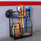 BIRDROCK HOME Sports Equipment Ball Organizer 43"H for Garage -Storage Rack - Baseball, Tennis, Football, Gym Gear - Wide Bin Basket - 4 Hooks - Kids Toy Holder - Hockey Stick Cage | Indoor - Outdoor - Image 2