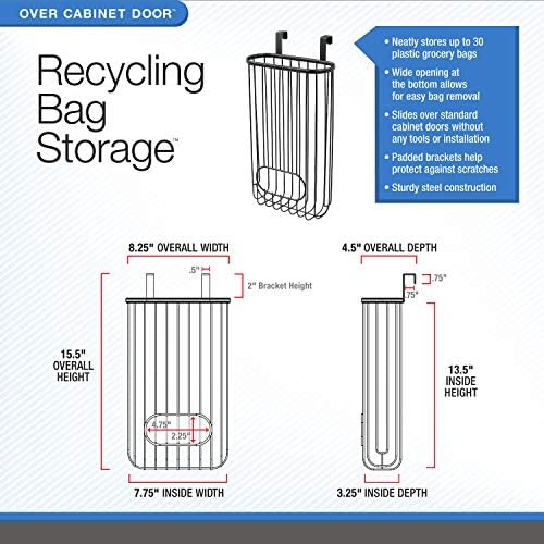 Spectrum Ashley Over Cabinet Door Grocery Holder Hanging Bag Dispenser for Kitchen, Bathroom Under Sink Home Organization, Heavy Duty Plastic Bag Cabinet Door Storage, Bronze (Pack of 6) - Image 4