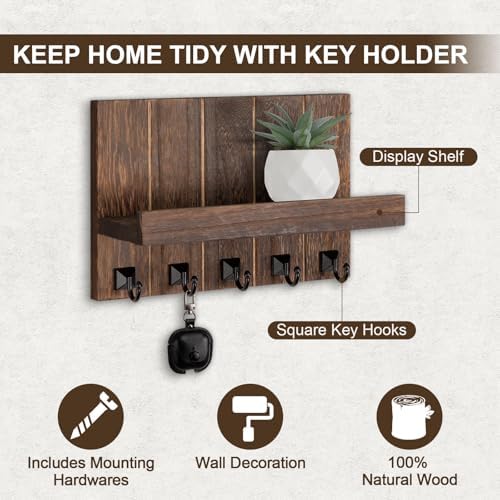 Key Holder for Wall, Decorative Key Holder with Shelf - Image 2