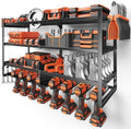 Large Power Tool Organizer Wall Mount,4 Layer Heavy Duty Metal Tool Storage Rack Loads 300lbs with 8 Cordless Drill Holder, Utility Rack Loads, Garage Storage, Gift for Men by FoldingFurniture